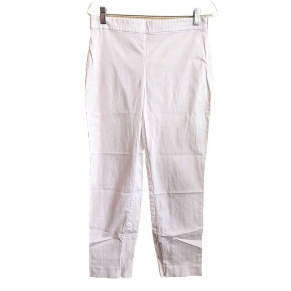 THEORY pants White Ankle Crop size 8 Zipper Leg Capri Stretch Coastal Resort - Picture 1 of 12